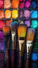 Creative Tools Colorful Brushes Paint Texture Detail Dark Studio Surface