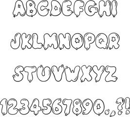 Balloon Bubble bouncy handwritten sketch typography font lettering ABC cartoon vector text