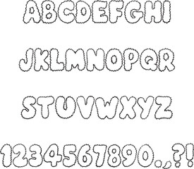 Fluff fluffy furry handwritten sketch typography font lettering ABC cartoon vector text