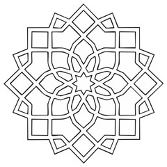 Geometric Islamic pattern in black and white symmetric design