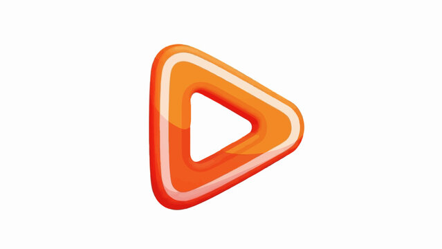 Glossy orange play button with white highlights on a white background