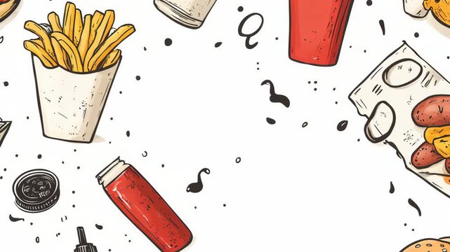selective focus minimalist fast food icons surface design