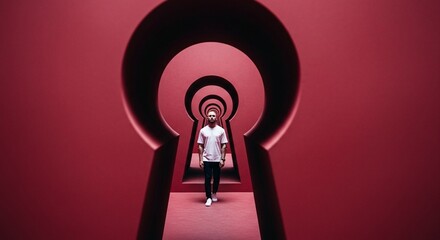 Obraz premium silhouette of a man in a keyhole