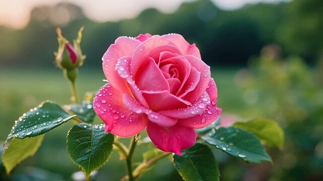 PinkRoseinGoldenHourLight