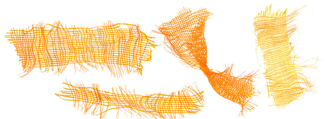 torn plastic fruit net flying, red bag isolated on white background and texture, design element, transparency © tanmoy