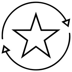 Obraz premium Rotating Star Icon Symbol with Arrows, Simple Black and White Graphic Element