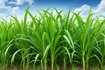 Obraz premium Sugarcane field with vibrant green plants growing