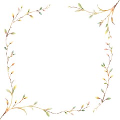 Soft Watercolor Sprout Arch Frame with Fresh Spring Leaves