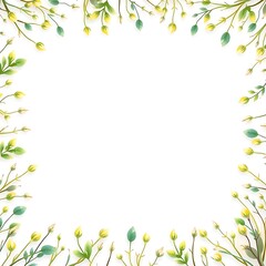 Obraz premium Soft Watercolor Sprout Arch Frame with Fresh Spring Leaves