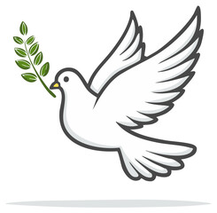 Obraz premium Dove with Olive Branch Symbolizes Peace and Hope in Flight Graphic Illustration