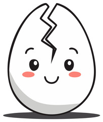 Obraz premium Cute cartoon cracked eggshell with happy face and shadow illustration