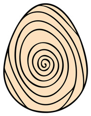 Decorated Easter egg illustration featuring abstract spiral patterns for seasonal designs and springtime holidays