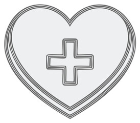 Obraz premium Conceptual healthcare drawing with a heart shape and medical plus symbol icon to represent positive health and medical services