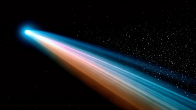 Bright meteor streaking through night sky at sunrise