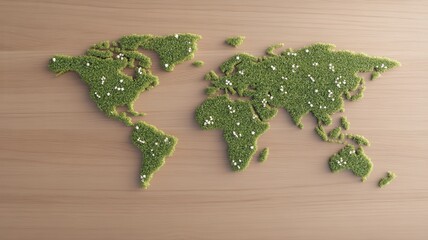 Green World Map with Natural Texture on Wood Background world map green map grass map nature ecology