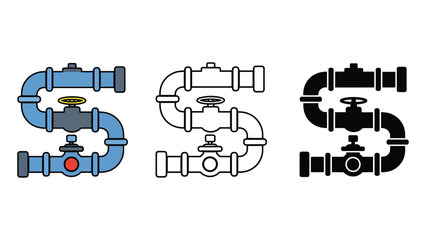 Obraz premium Three stylized pipe systems with valves are shown.