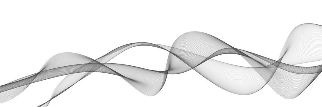 Technology abstract lines on white background. Undulate Grey Wave Swirl, frequency sound wave, twisted curve lines with blend effect.