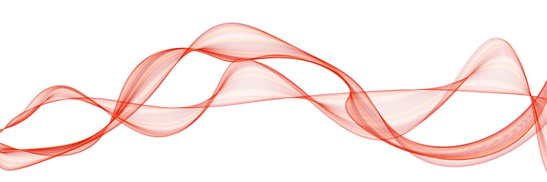 Red wave swirl, frequency sound wave, twisted curve lines with blend effect. Abstract grey wave lines on transparent background. Technology, data science, geometric border pattern