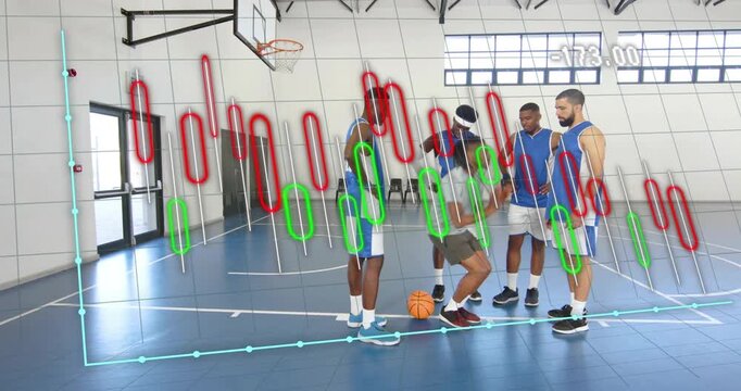 center player stepping forward dribbling pivots for basketball drill while overlay showing timer