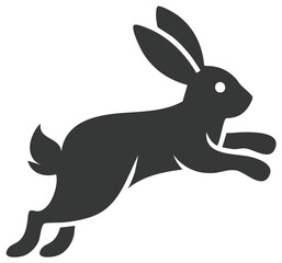 Obraz premium Silhouette of a Hare in a Leaping Pose, Symbol of Speed and Agility, Vector Illustration