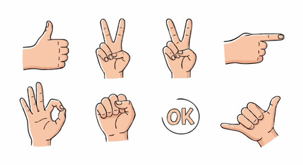 Collection of Hand Gestures and Symbols for Communication.