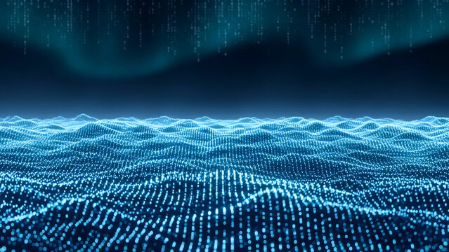 Digital wave pattern with falling binary code
