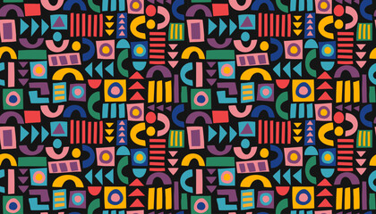 Abstract hand drawn seamless background. African ethnic bright pattern. Vector geometric banner.