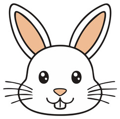 Fototapeta premium Cartoon rabbit head with big eyes, whiskers, and cute expression