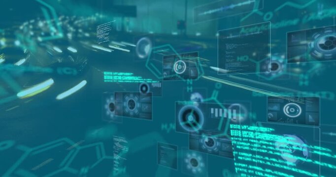 Animation of shapes and data processing over road