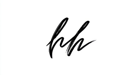 Obraz premium Handwritten monogram logo design featuring the letters hh on a crisp white background