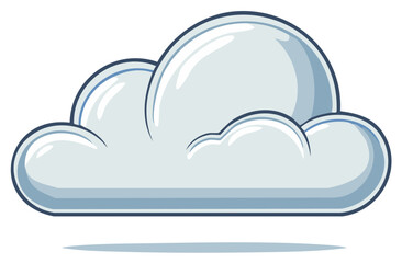 Fototapeta premium Stylized cartoon cloud with a glossy, illuminated appearance and a soft shadow underneath