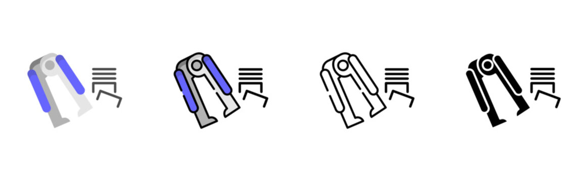 Office staple remover tool icons. Thin line stationery vector collection