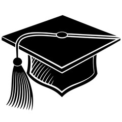 Graduation ceremony illustration featuring a mortarboard cap with tassel