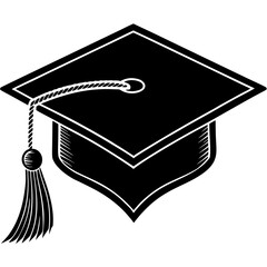 Graduation cap with tassel illustration on white background