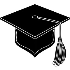 Graduation cap with tassel illustration on transparent background