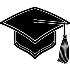 Graduation cap and tassel illustration symbolizing academic achievement and educational milestone in a simple yet distinctive design