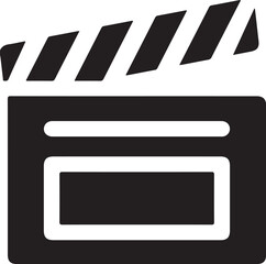 Movie Clapperboard Icon - Minimalist Film Production Vector, Bold Film Director Clapper - Black Geometric Media Icon