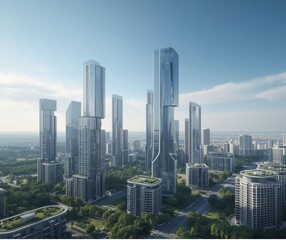 Obraz premium Futuristic smart city skyline