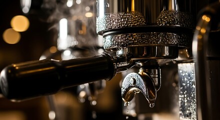 Industrial Espresso Machine Handle Close Up