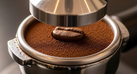 Professional Espresso Machine Portafilter Extracting Dark Espresso