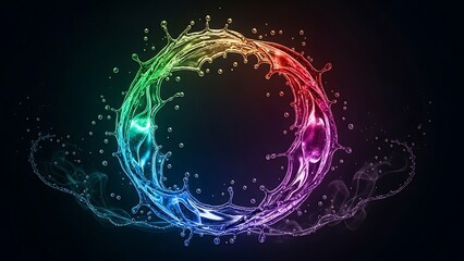 Vibrant liquid splash forming a circular shape