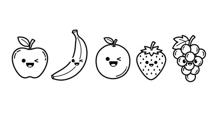 Playful Fruit Lineup with Smiling Faces