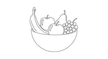 Fresh Fruit Bowl with Banana Apple Pear and Grapes