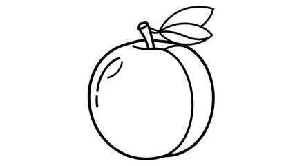 Fresh Juicy Peach on Stem with Leaf