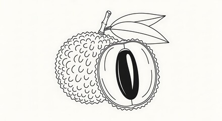 Litchi Fruit Cut Open Showing Seed in Center