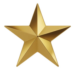 Obraz premium Golden star shiny metal five-pointed isolated on a transparent background