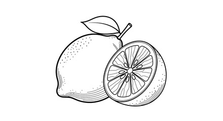 Fresh Lemons with Leaf and Half Slice on White