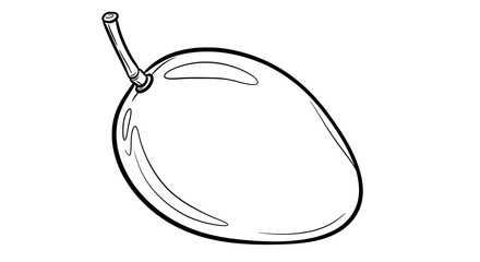 Fresh Plum Sketch Isolated on White Background