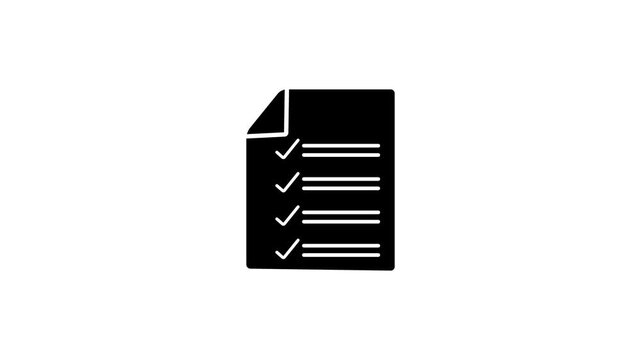 Animated Icon of the list with text and check marks isolated on white background. Office, list, to-do list, plan or steps to achieve goal concept.