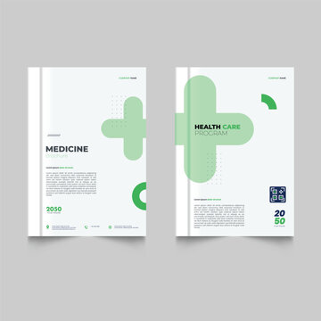 Medical brochure for advertising with outline icons. Health layout concept. Set of Healthcare program flyer design medical flyer and Modern medical leaflet design template.